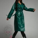 Płaszcz/ trencz skórzany Omego zielony