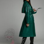 Płaszcz/ trencz skórzany Omego zielony