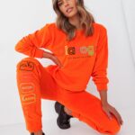 Komplet welurowy O'la Voga Made neonowy pomarańczowy