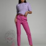 Spodnie eleganckie z wysokim stanem Sitrus magenta