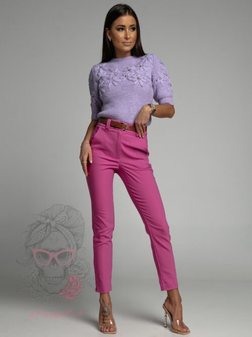 Spodnie eleganckie z wysokim stanem Sitrus magenta