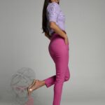 Spodnie eleganckie z wysokim stanem Sitrus magenta