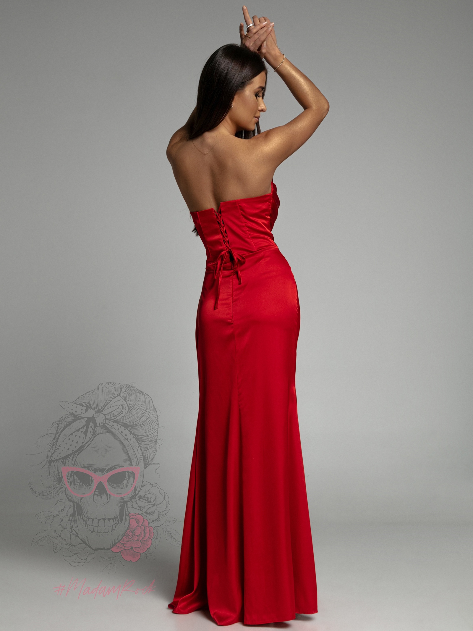 Sukienka satynowa maxi NB Portos czerwona Sukienka satynowa maxi NB Portos czerwona