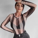 Body z siatki Grace Ola Voga czarno-beżowe