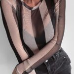 Body z siatki Grace Ola Voga czarno-beżowe