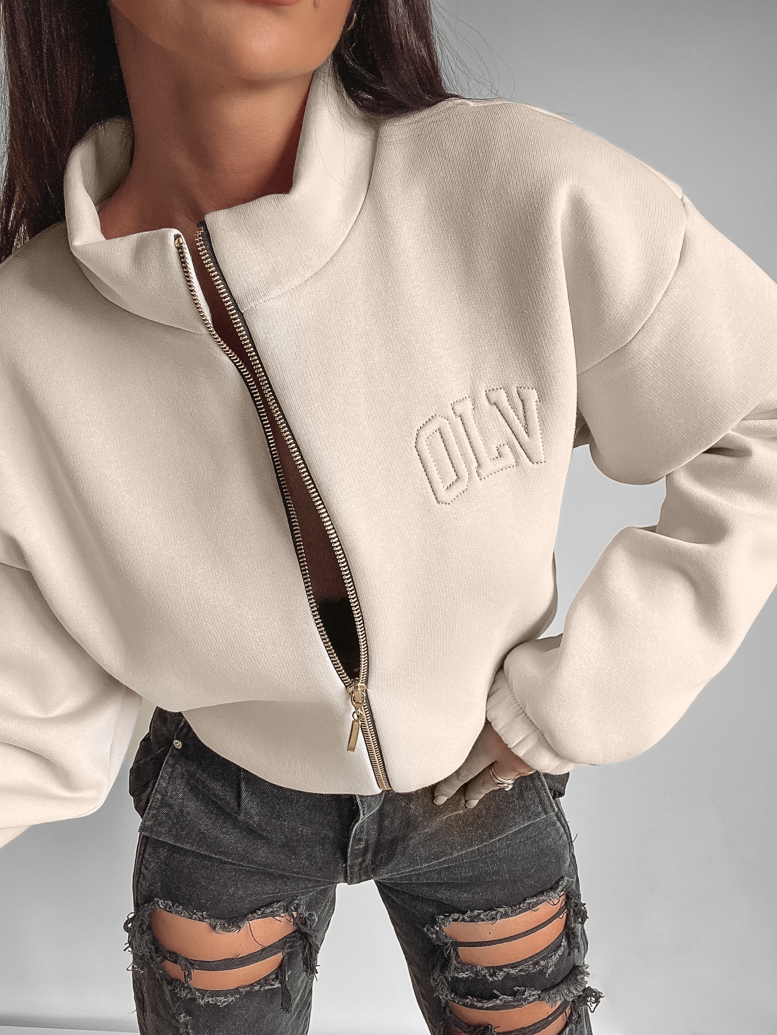 Bluza na suwak Demi Ola Voga beżowa Bluza na suwak Demi Ola Voga beżowa