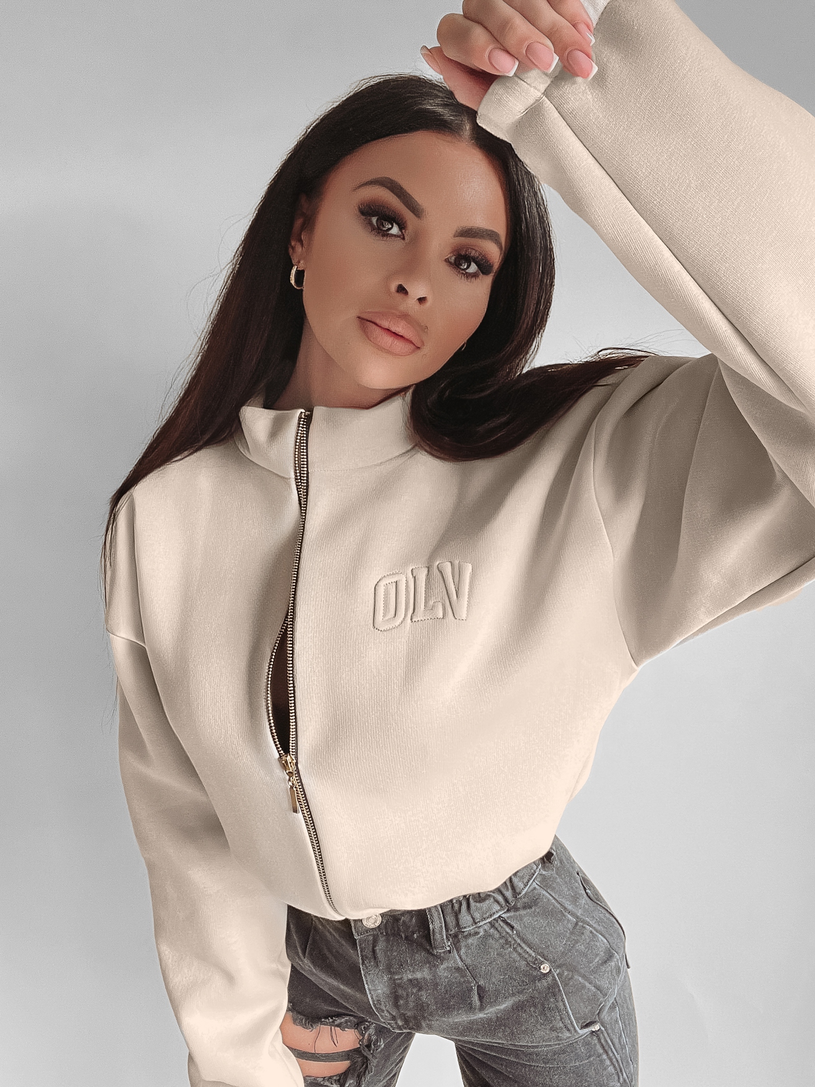 Bluza na suwak Demi Ola Voga beżowa Bluza na suwak Demi Ola Voga beżowa