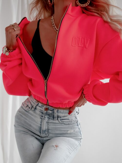 Bluza na suwak Demi Ola Voga neonowy róż