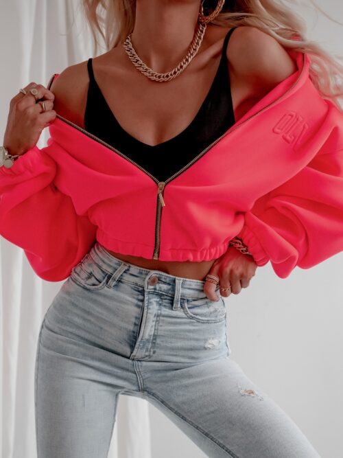 Bluza na suwak Demi Ola Voga neonowy róż