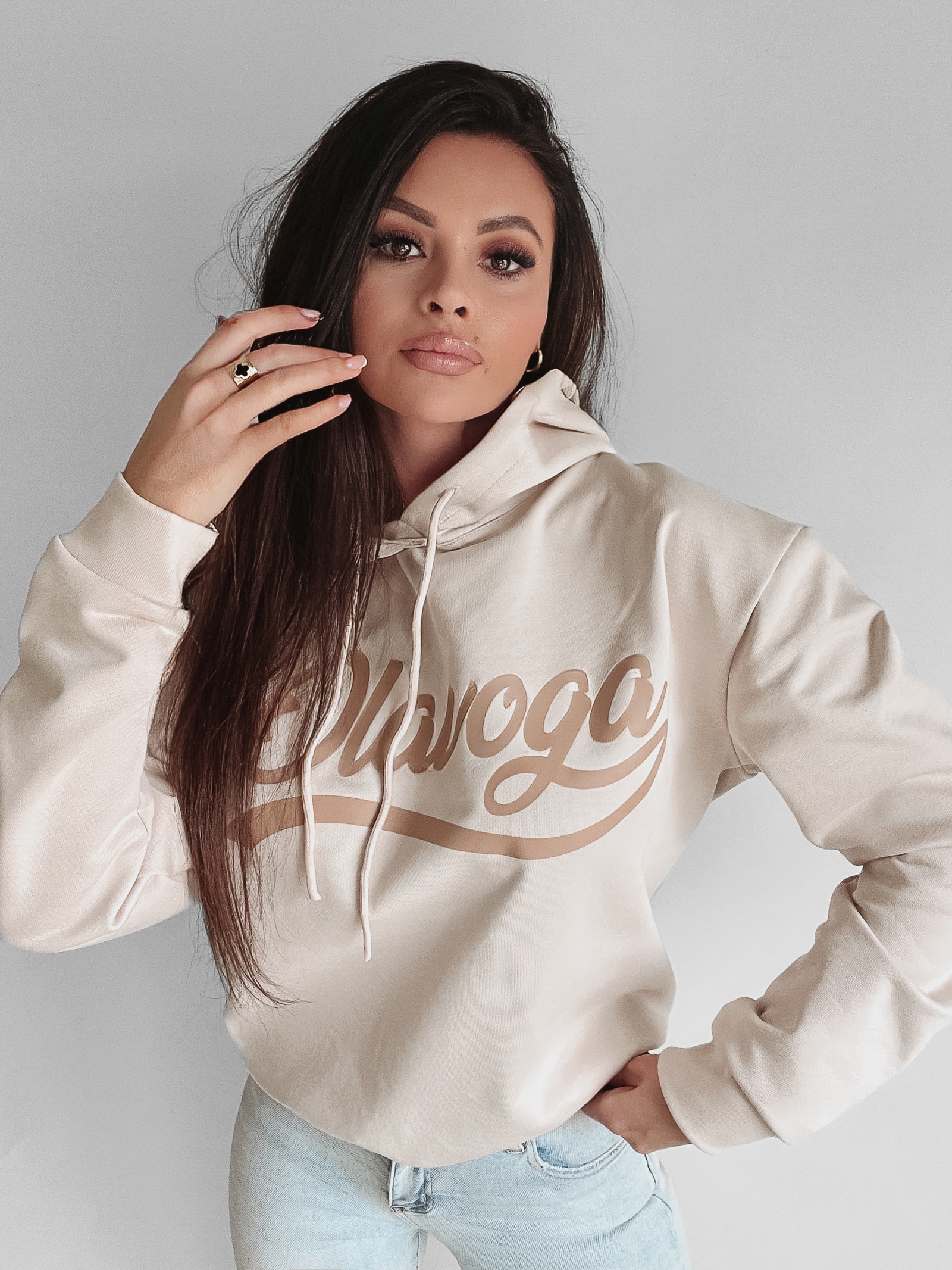 Bluza z kapturem Inga Ola Voga beżowa