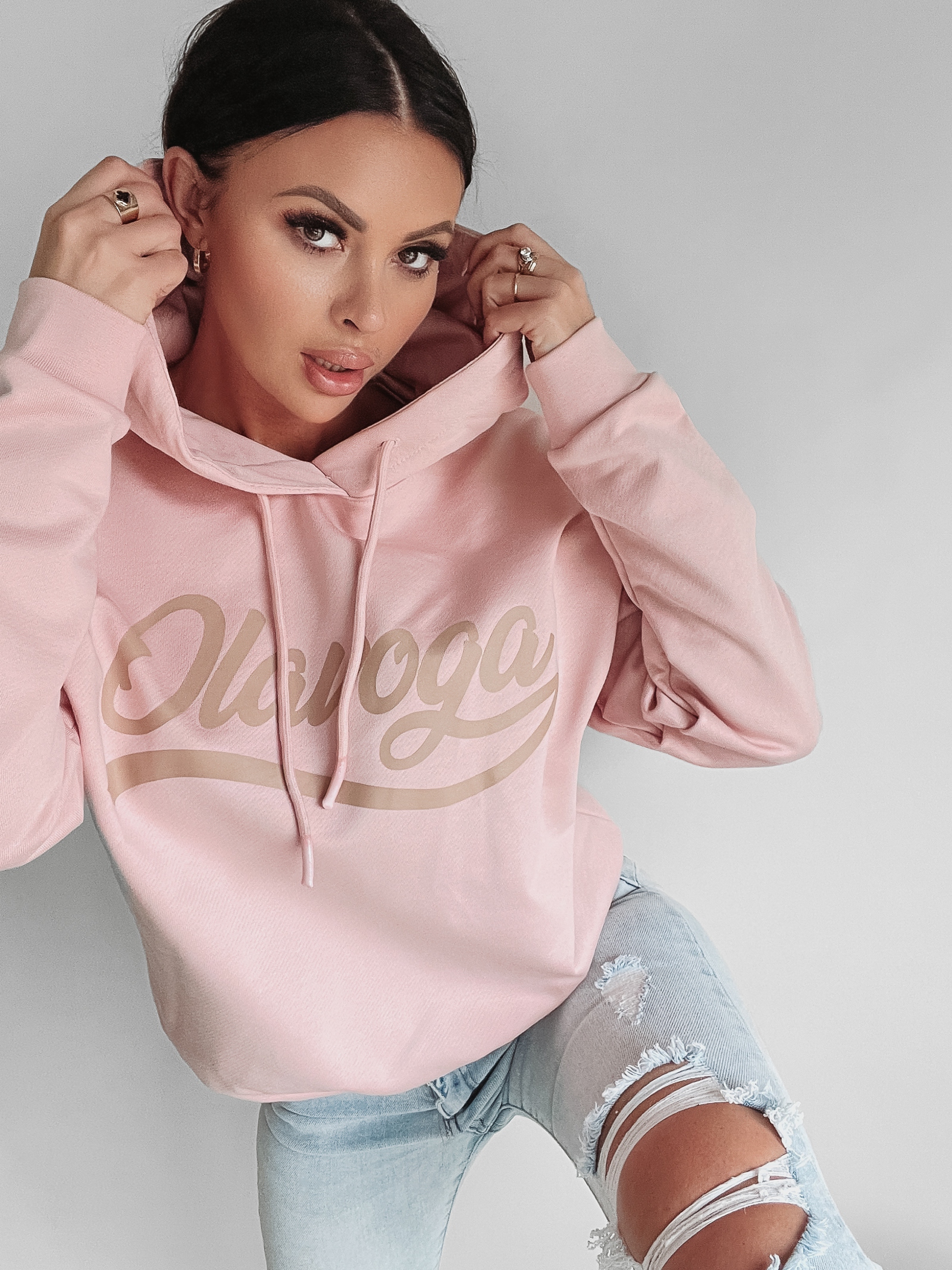 Bluza z kapturem Inga Ola Voga brudny róż