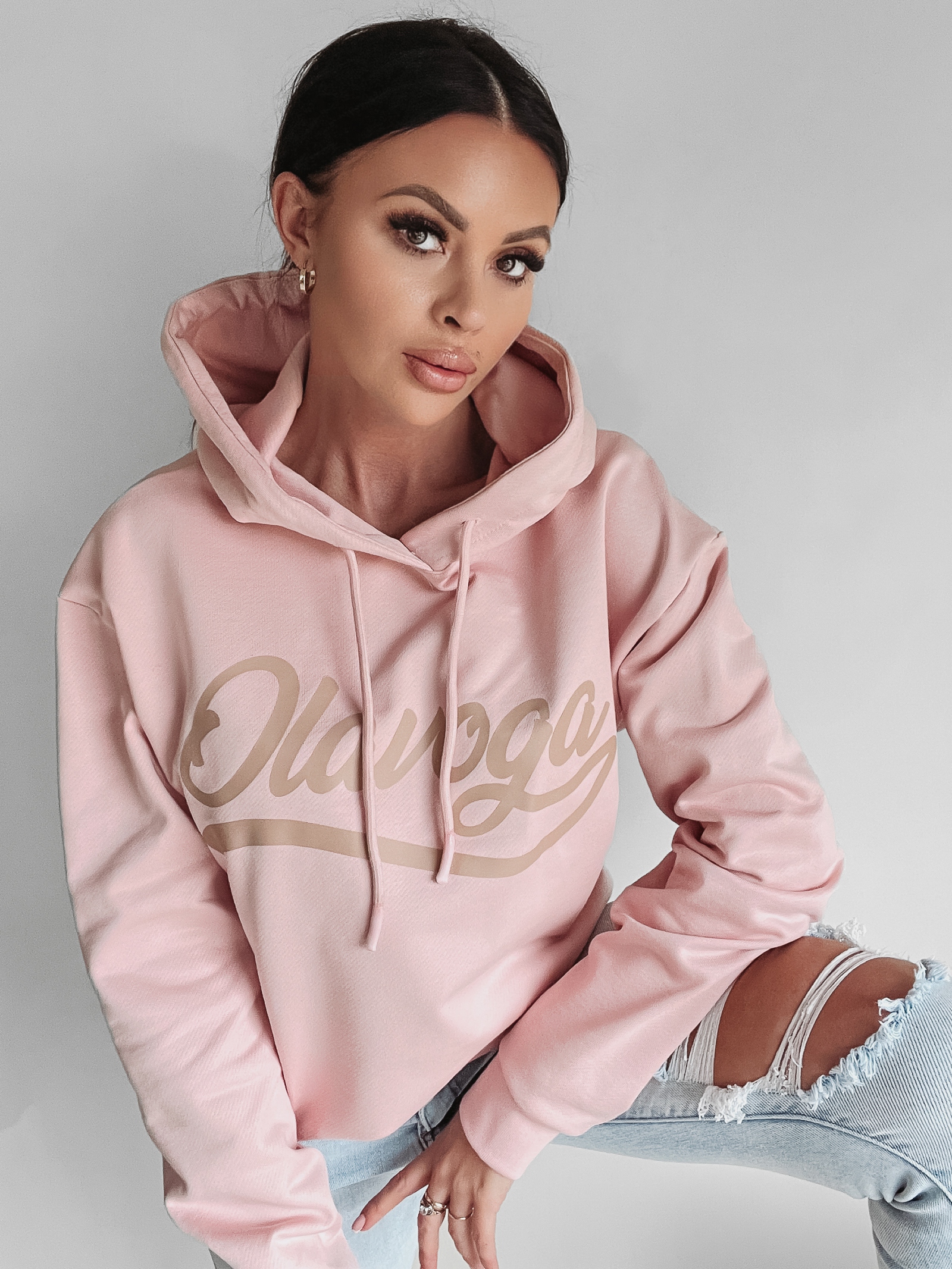 Bluza z kapturem Inga Ola Voga brudny róż