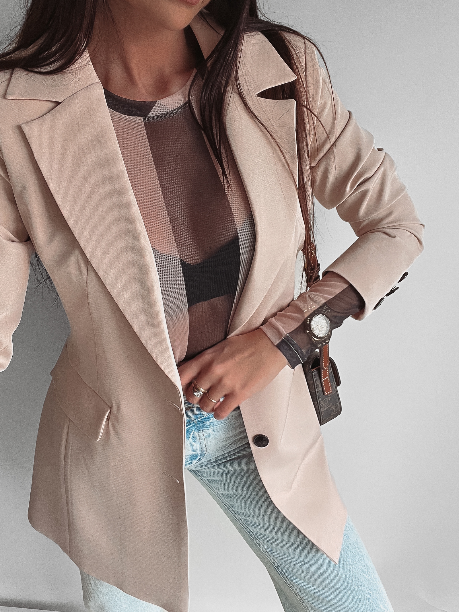 Marynarka klasyczna Elise Ola Voga beżowa