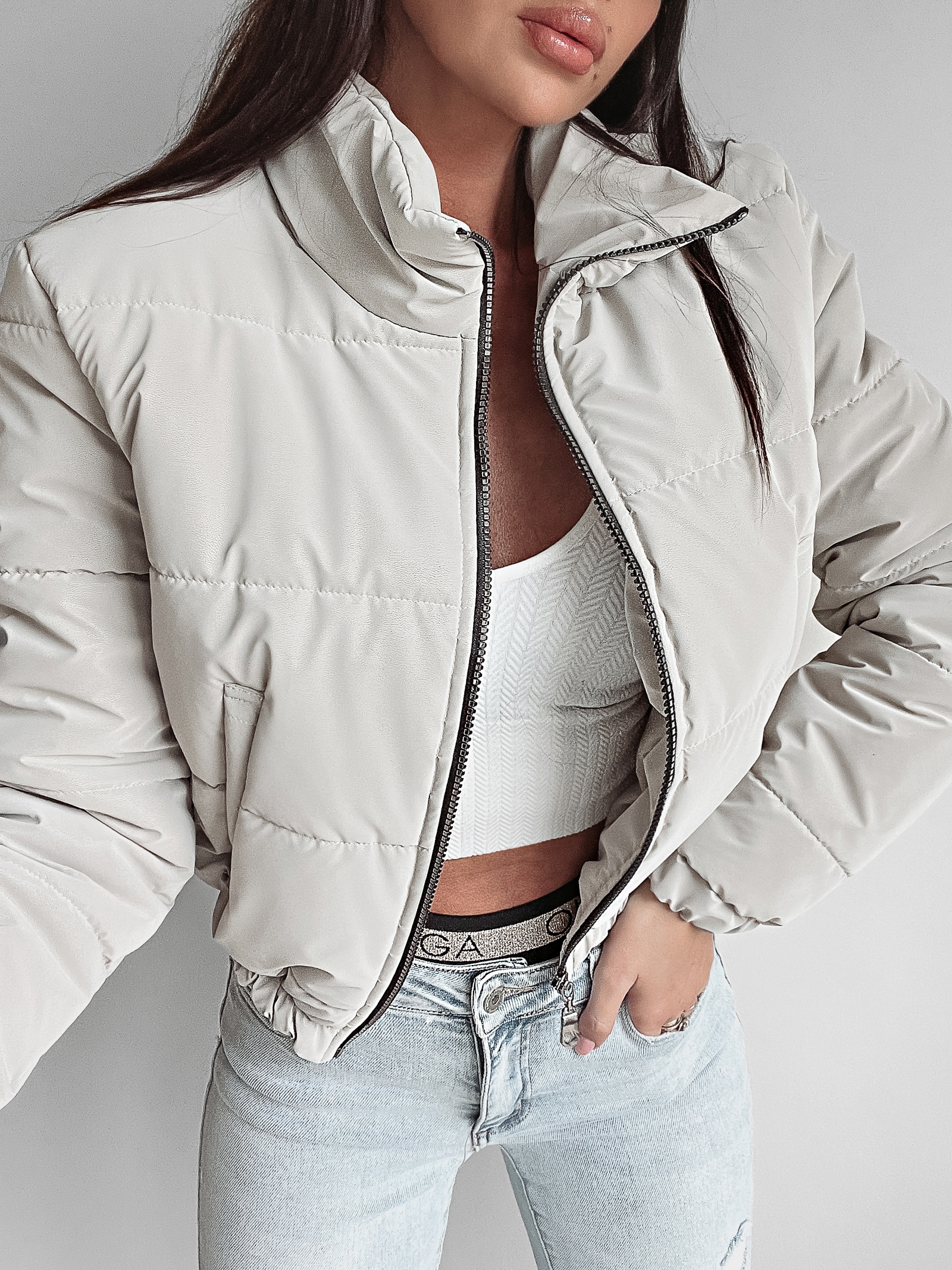 Kurtka przejściowa Vivien Ola Voga ciemnobeżowa