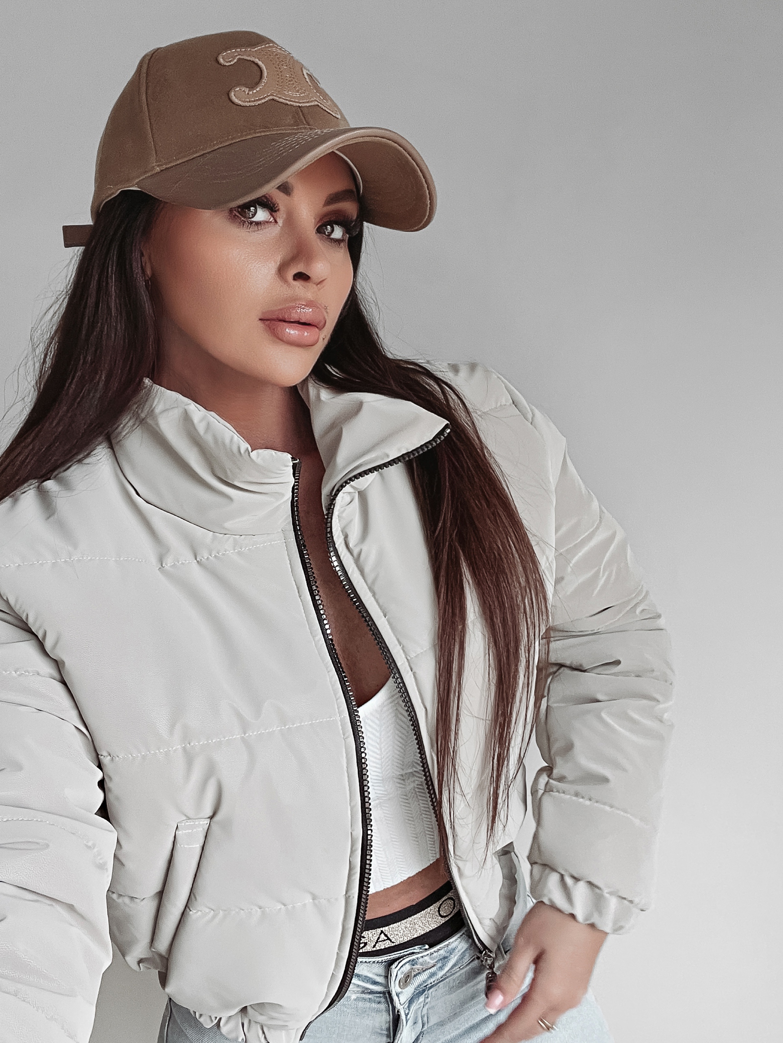 Kurtka przejściowa Vivien Ola Voga ciemnobeżowa