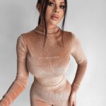 Komplet welurowy Anaya Ola Voga camel