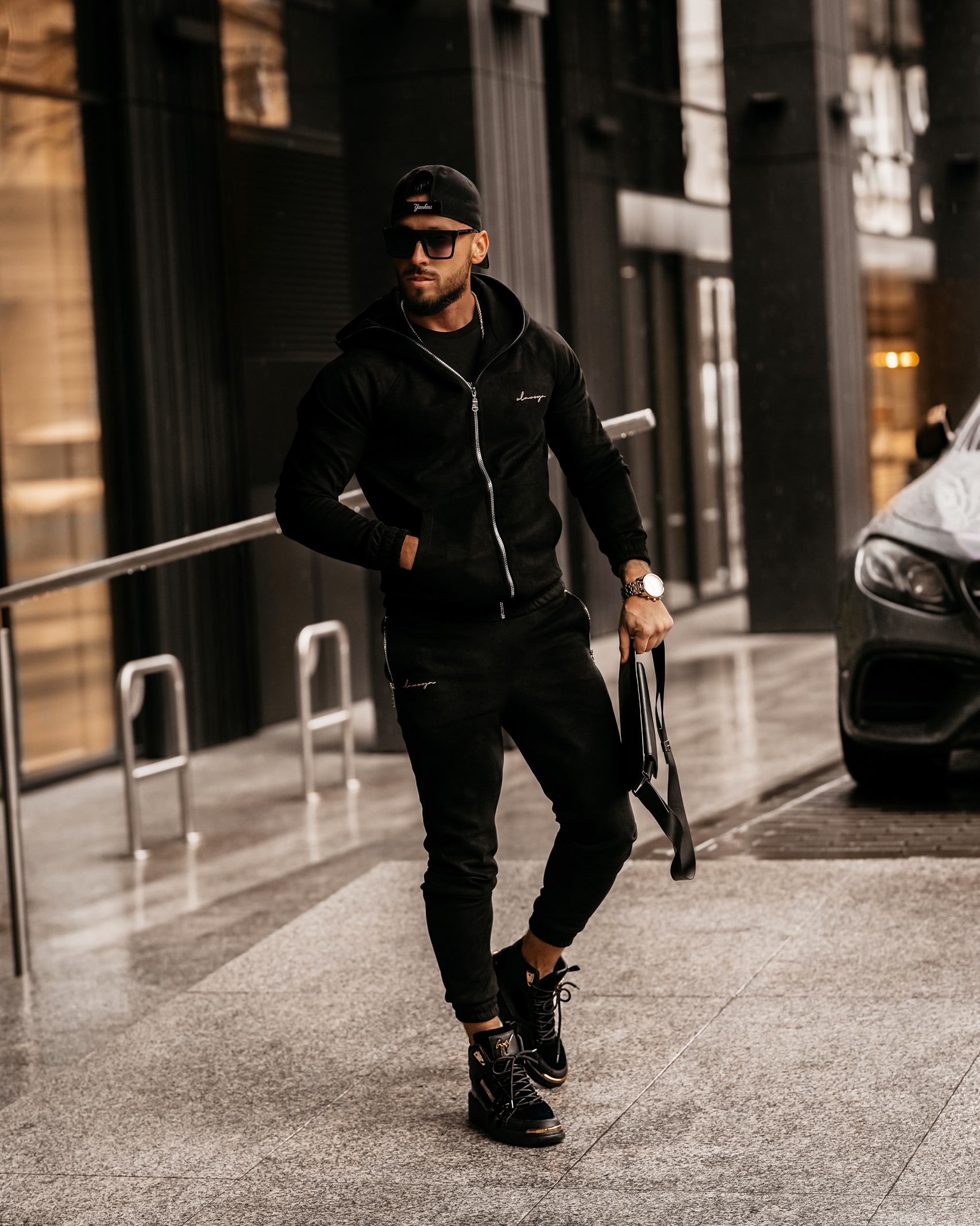 Komplet zamszowy męski Jack Ola Voga czarny