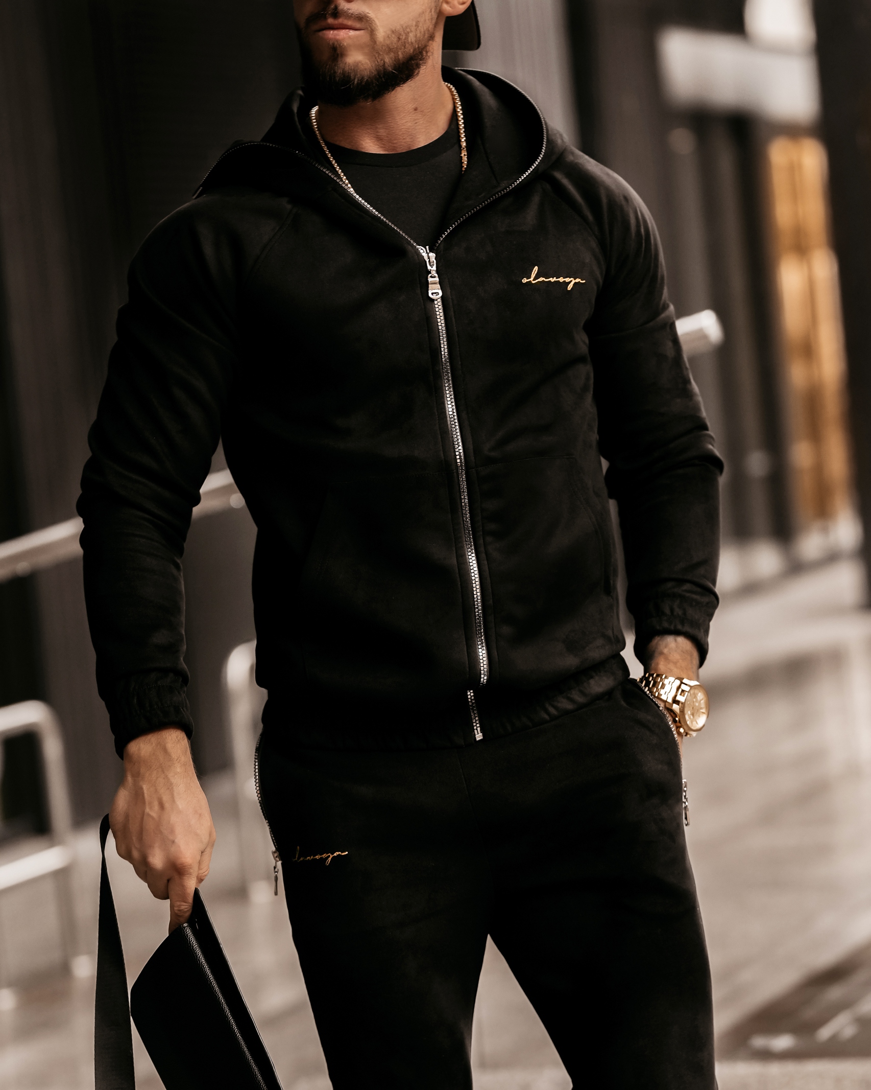 Komplet zamszowy męski Jack Ola Voga czarny