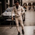 Komplet zamszowy męski Jack Ola Voga beżowy