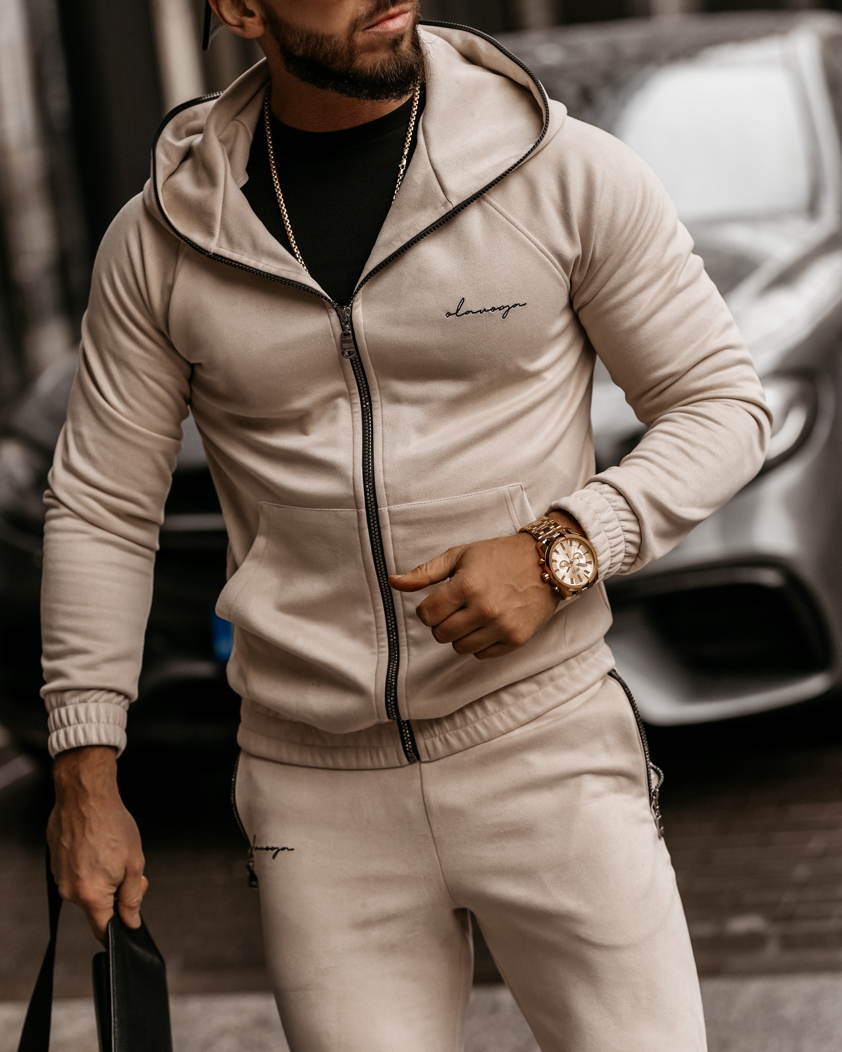 Komplet zamszowy męski Jack Ola Voga beżowy Komplet zamszowy męski Jack Ola Voga beżowy