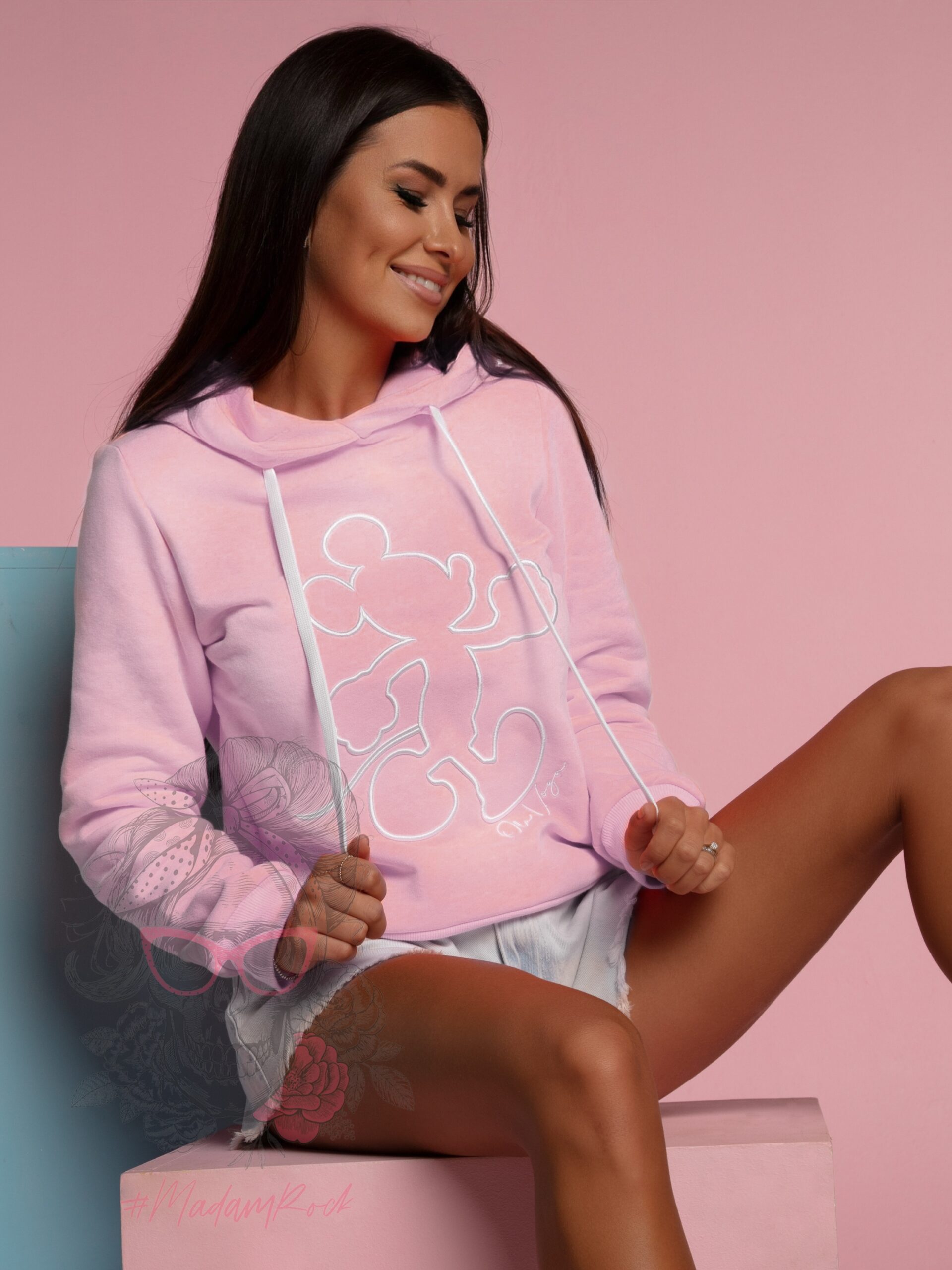 Bluza z kapturem Ola Voga Disney Mouse pudrowa