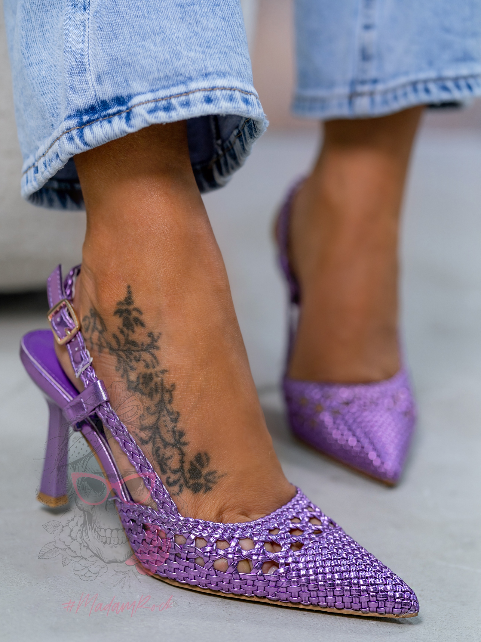 Czółenka plecione Madam Solin fioletowe