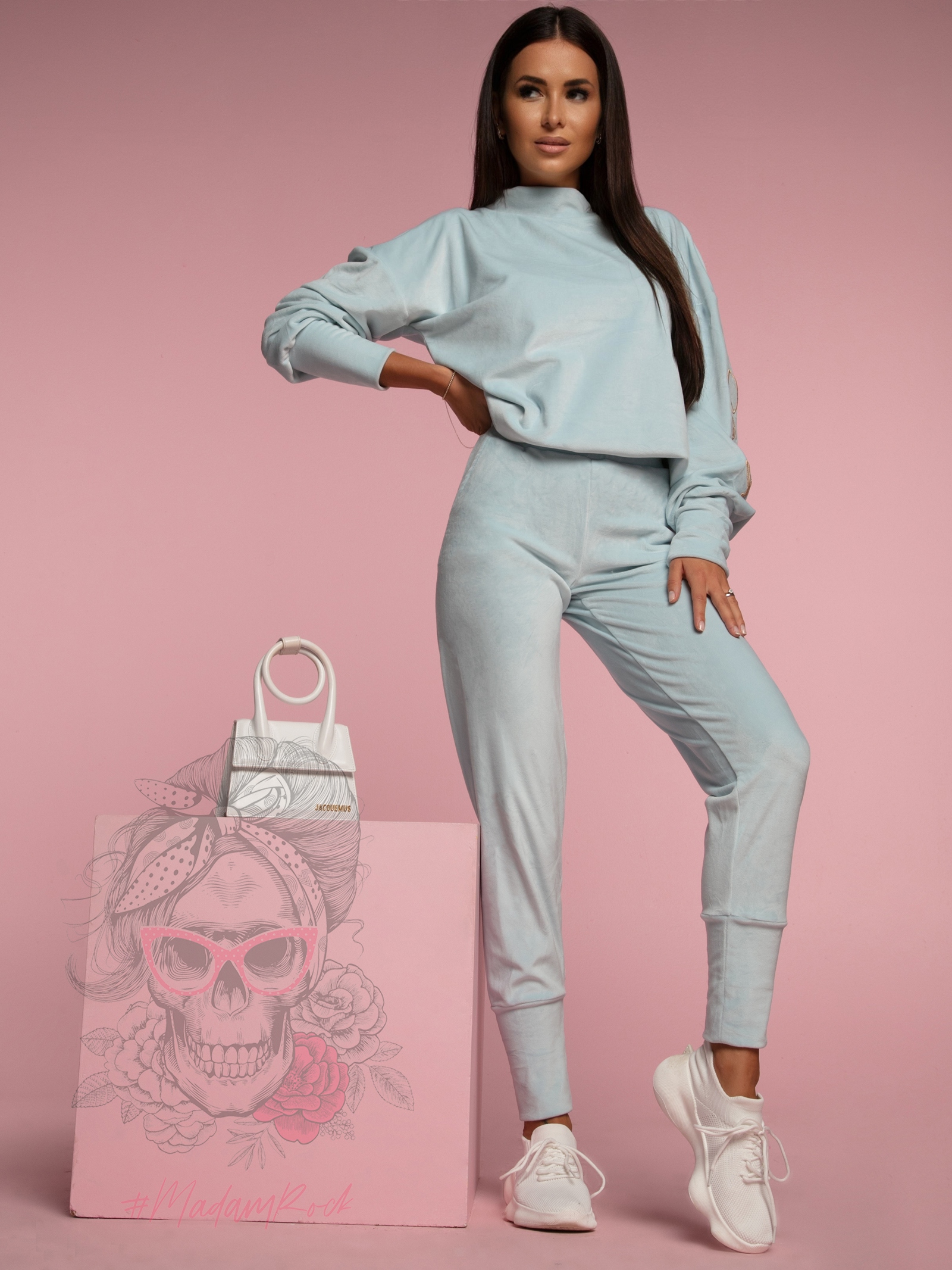 Komplet welurowy Ola Voga Kiss błękitny Komplet welurowy Ola Voga Kiss błękitny