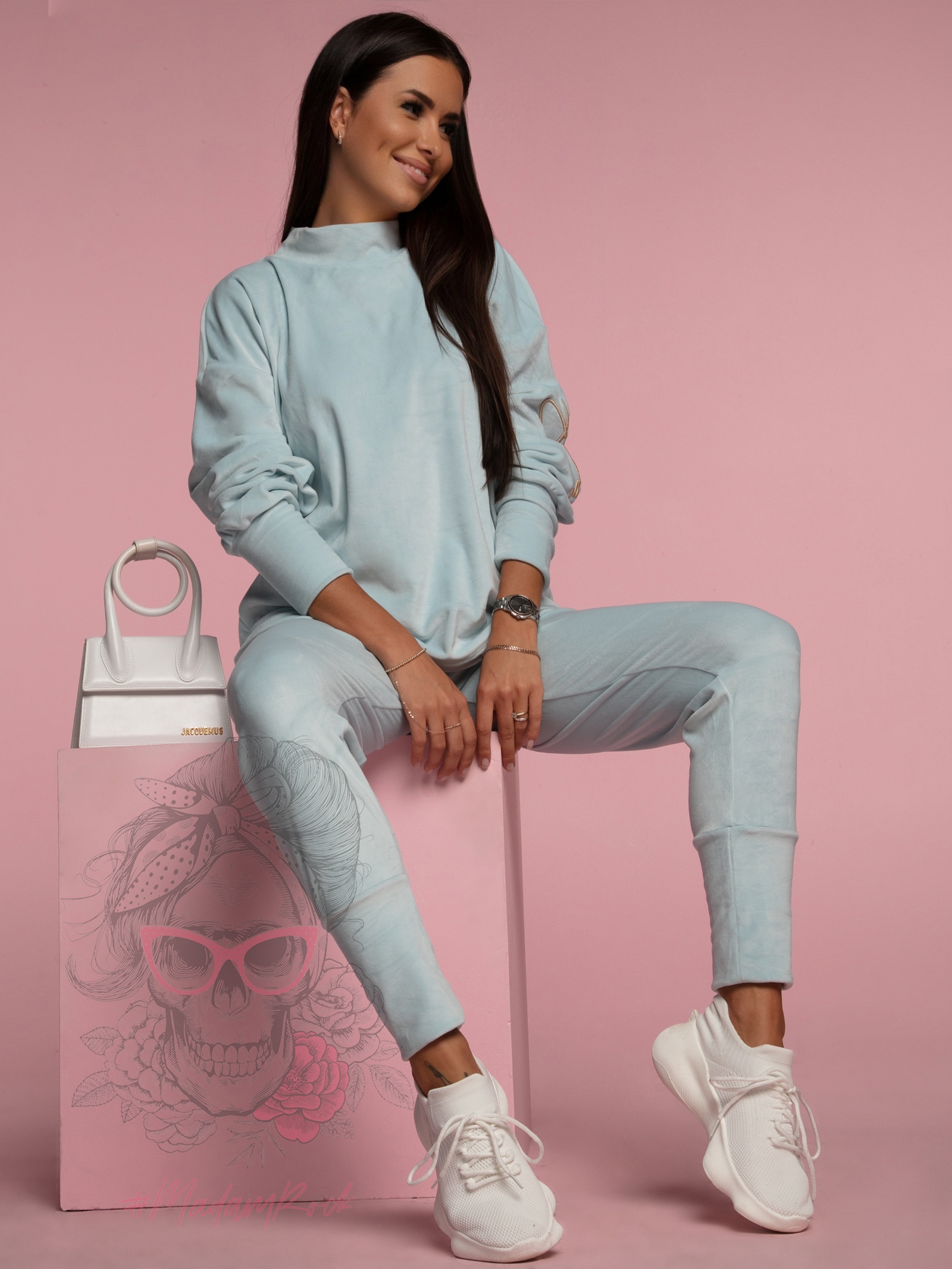 Komplet welurowy Ola Voga Kiss błękitny