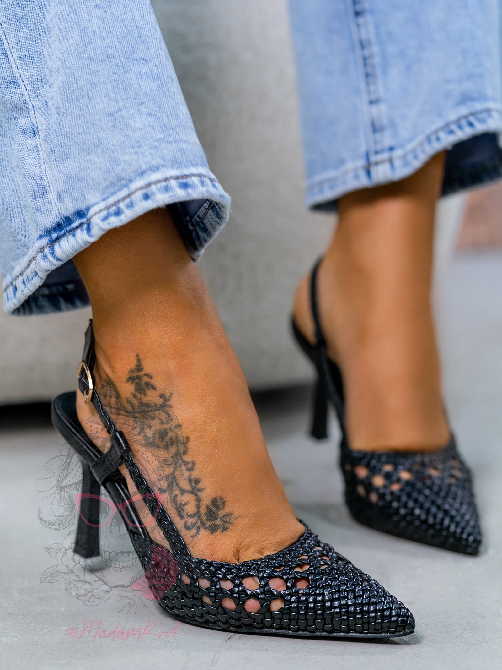 Czółenka plecione Madam Solin czarne