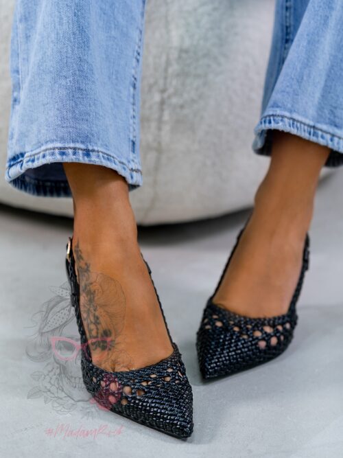 Czółenka plecione Madam Solin czarne