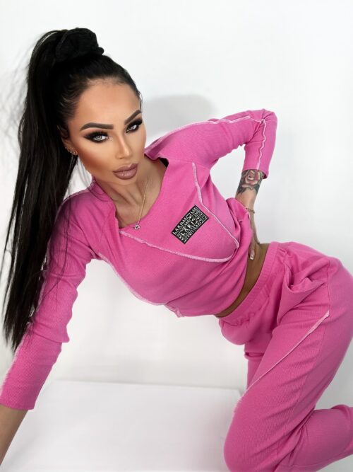 Komplet prążkowany Laki Spring słodki roż