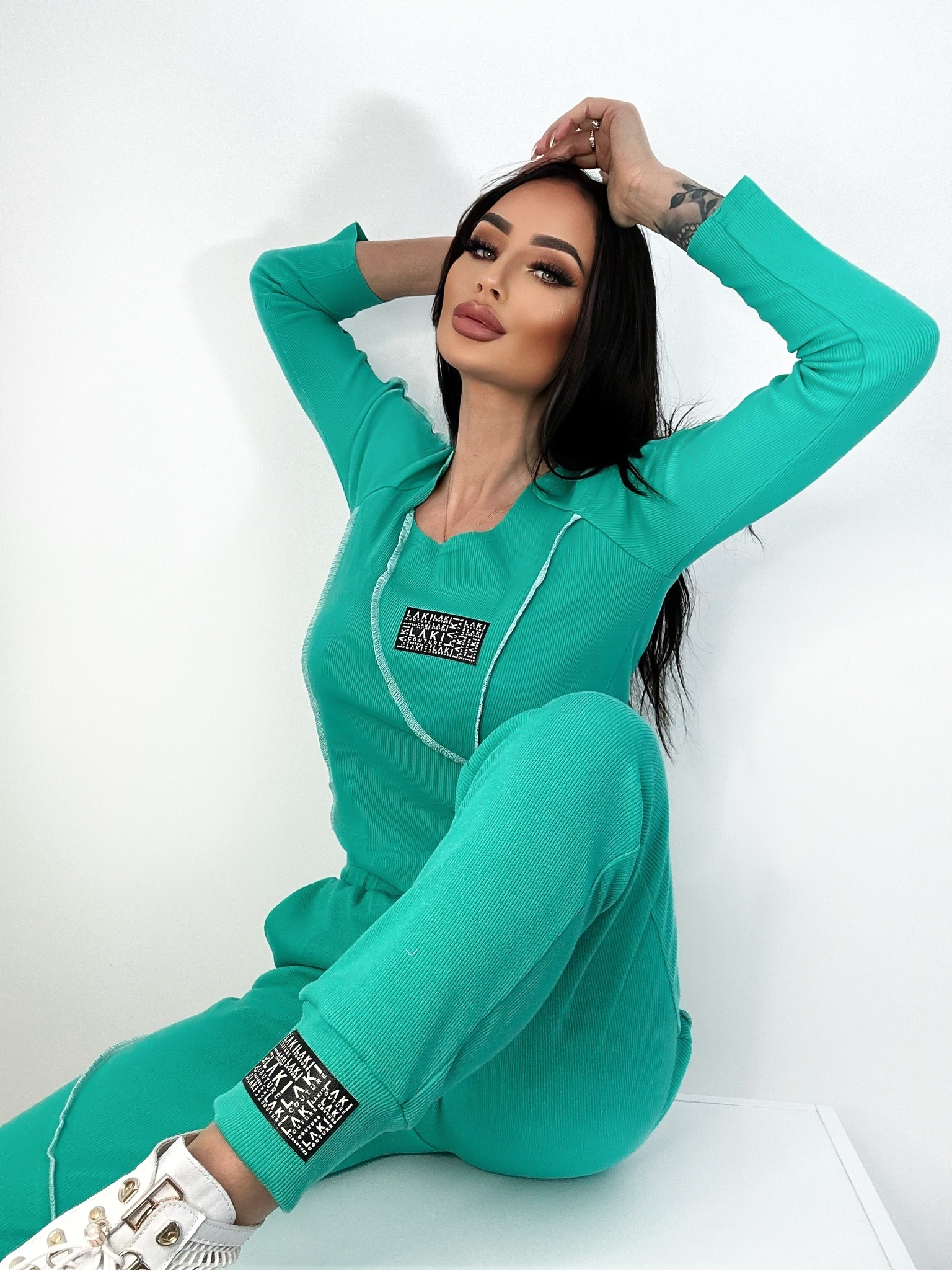 Komplet prążkowany Laki Spring miętowy