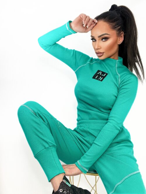 Komplet prążkowany Laki Satempli miętowy