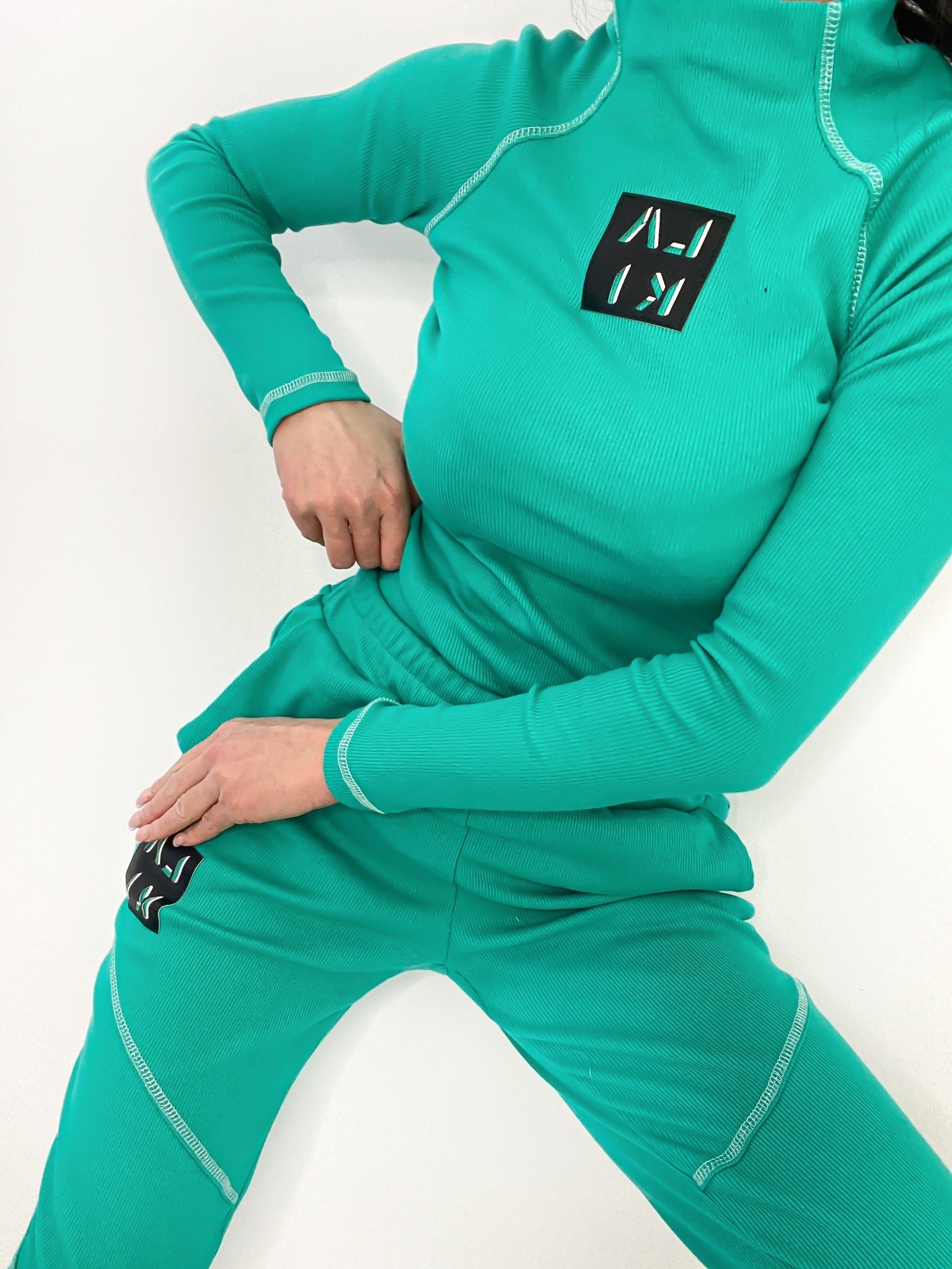 Komplet prążkowany Laki Satempli miętowy