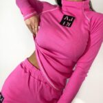 Komplet prążkowany Laki Satempli różowy