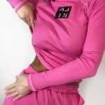 Komplet prążkowany Laki Satempli różowy