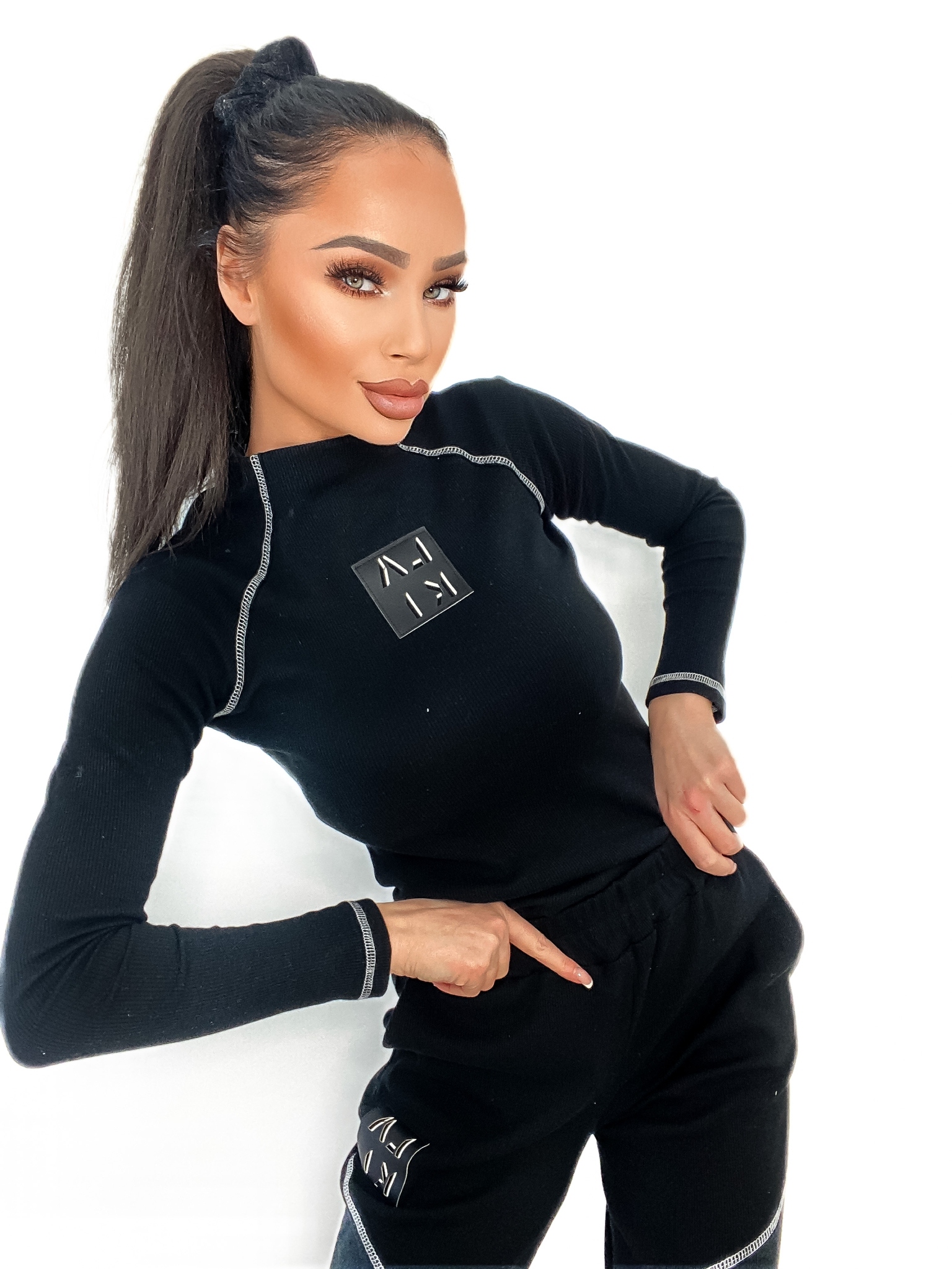 Komplet prążkowany Laki Satempli czarny