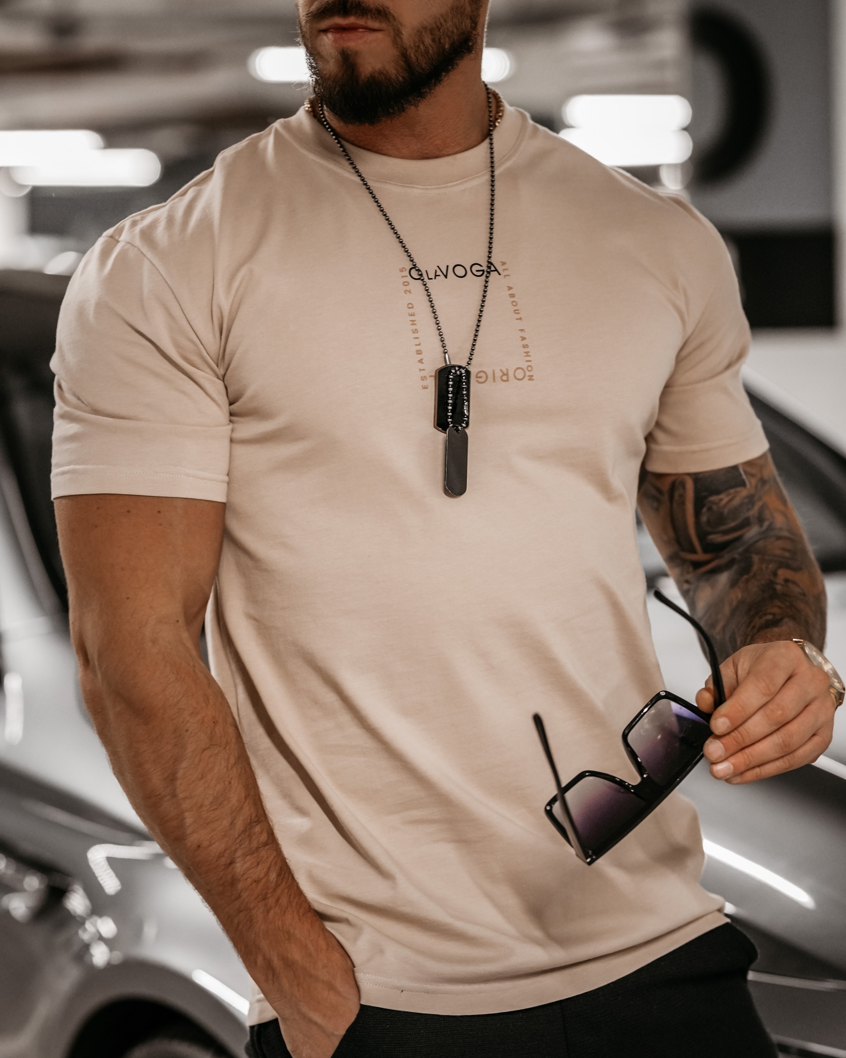 T-shirt męski Marc Ola Voga beżowy T-shirt męski Marc Ola Voga beżowy