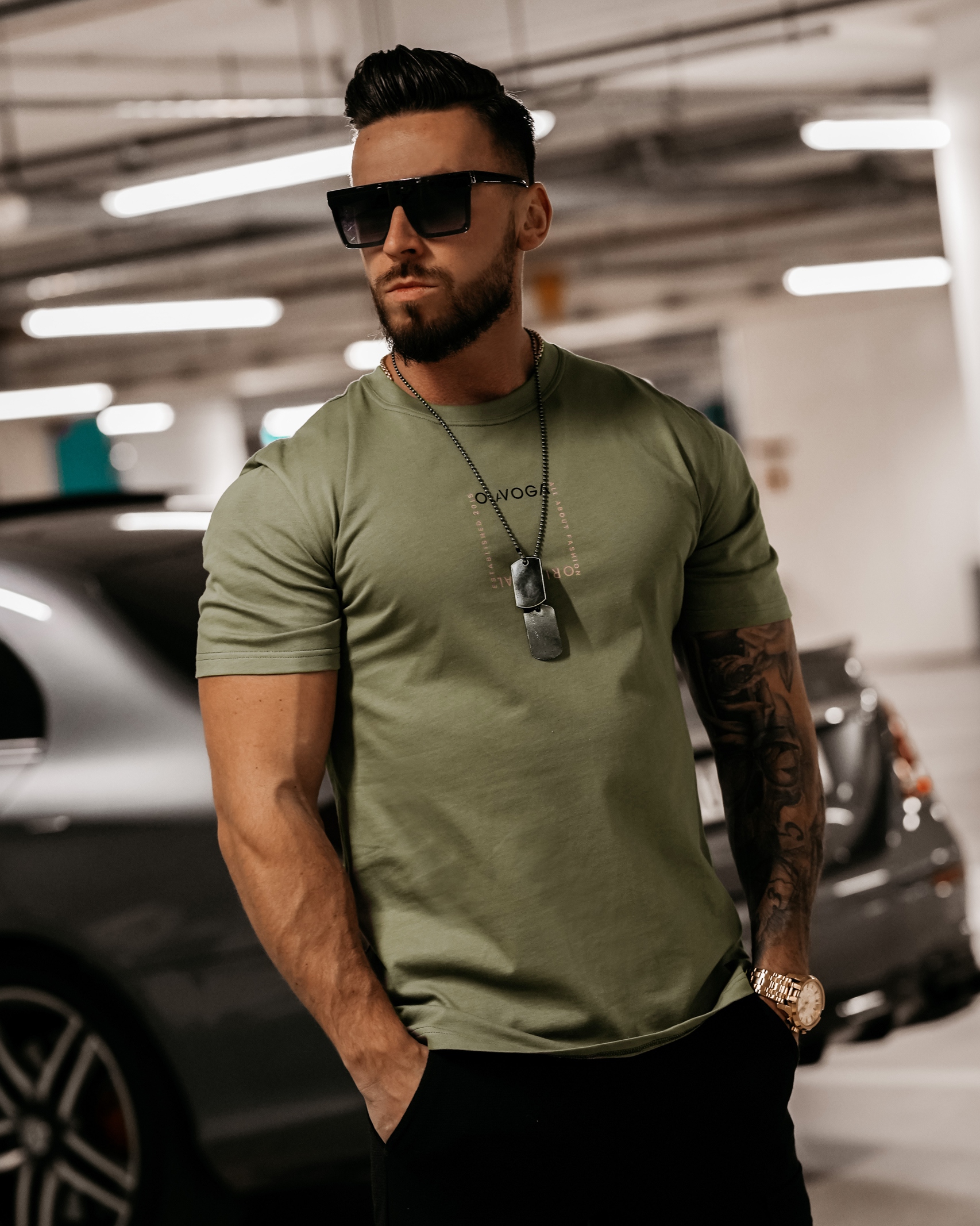 T-shirt męski Marc Ola Voga khaki