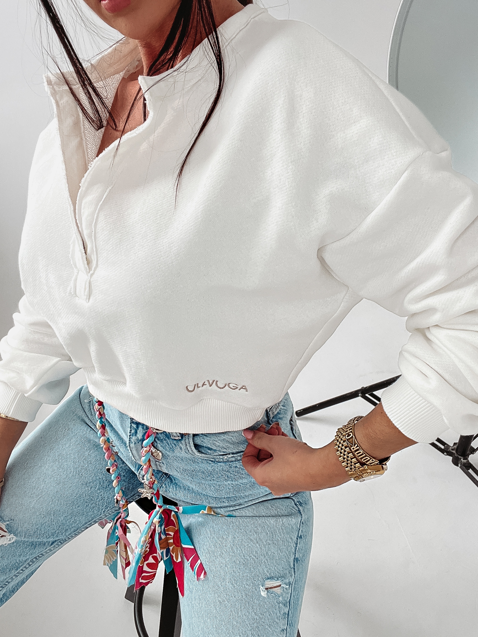 Bluza z wycięciem Anette Ola Voga ecru Bluza z wycięciem Anette Ola Voga ecru