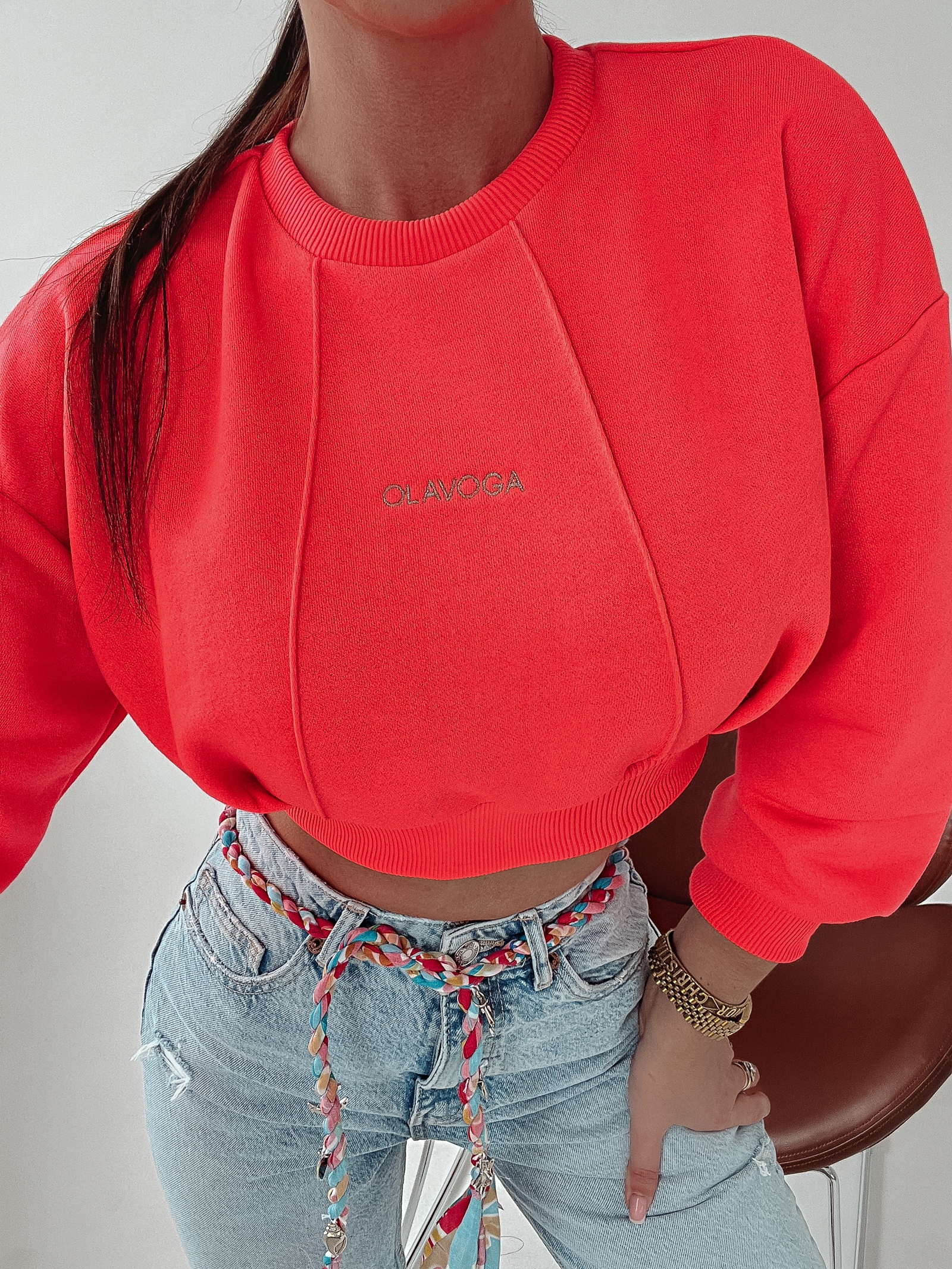 Bluza ze ściągaczem Helen Ola Voga neonowy róż