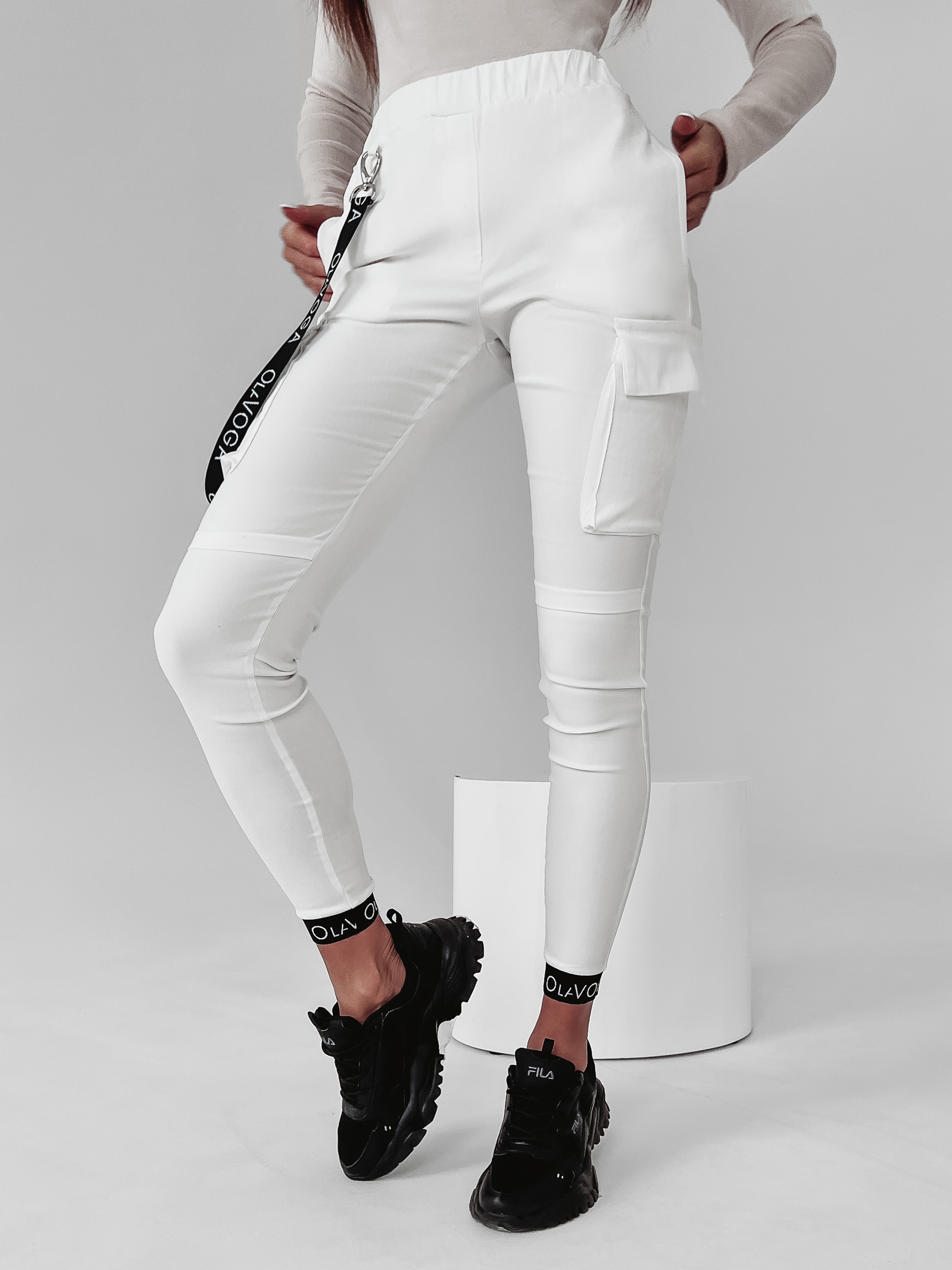 Spodnie bojówki Tris Ola Voga ecru