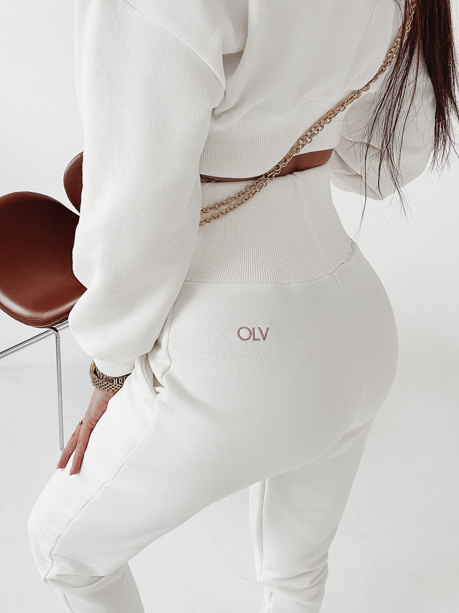 Spodnie bawełniane Marina Ola Voga ecru