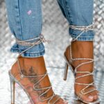 Sandały sznurowane Madam Colita srebrne