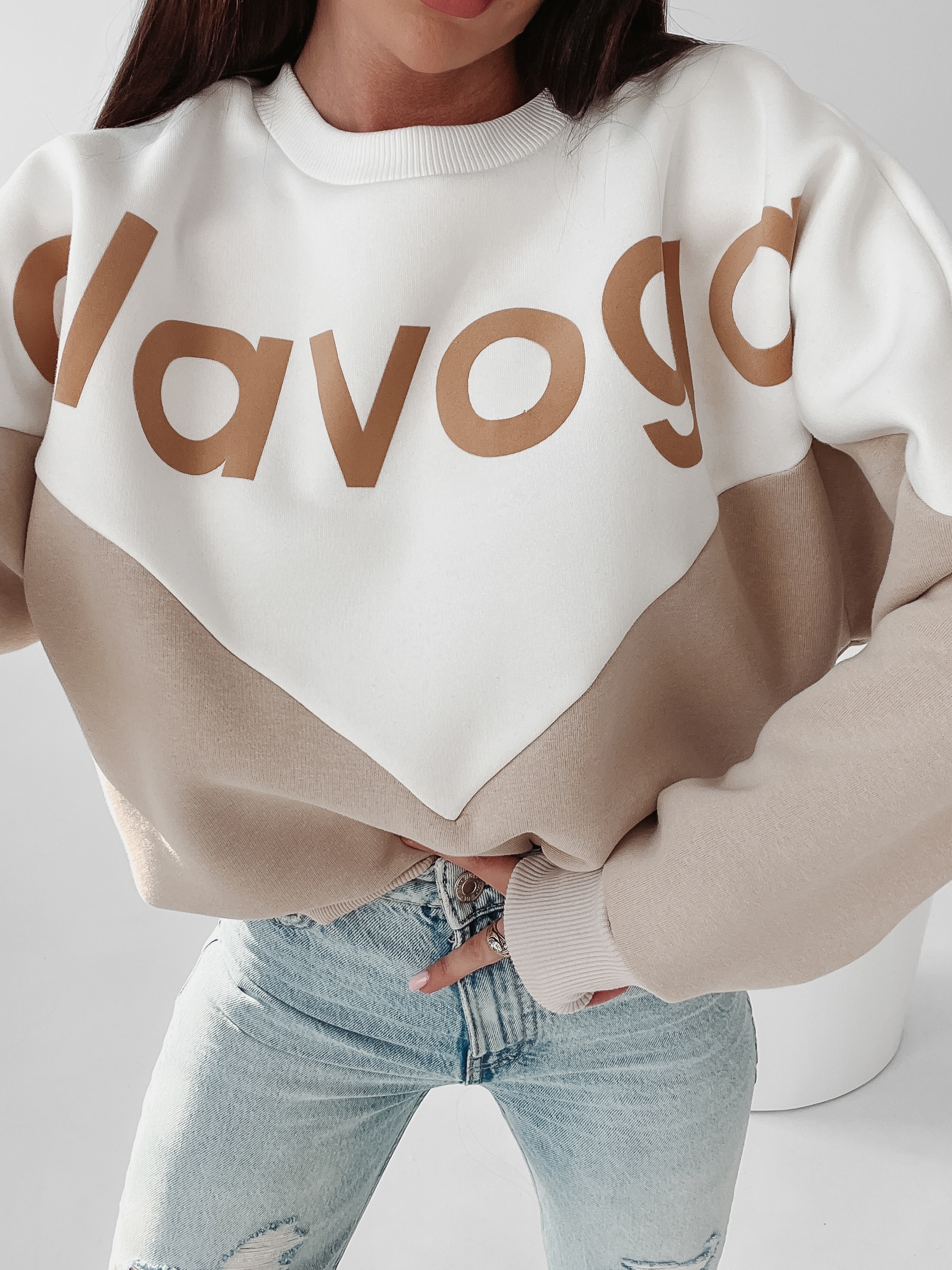 Bluza bawełniana Margo Ola Voga ecru-beż Bluza bawełniana Margo Ola Voga ecru-beż