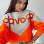 Bluza bawełniana Margo Ola Voga szary-pomarańcz