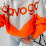 Bluza bawełniana Margo Ola Voga szary-pomarańcz