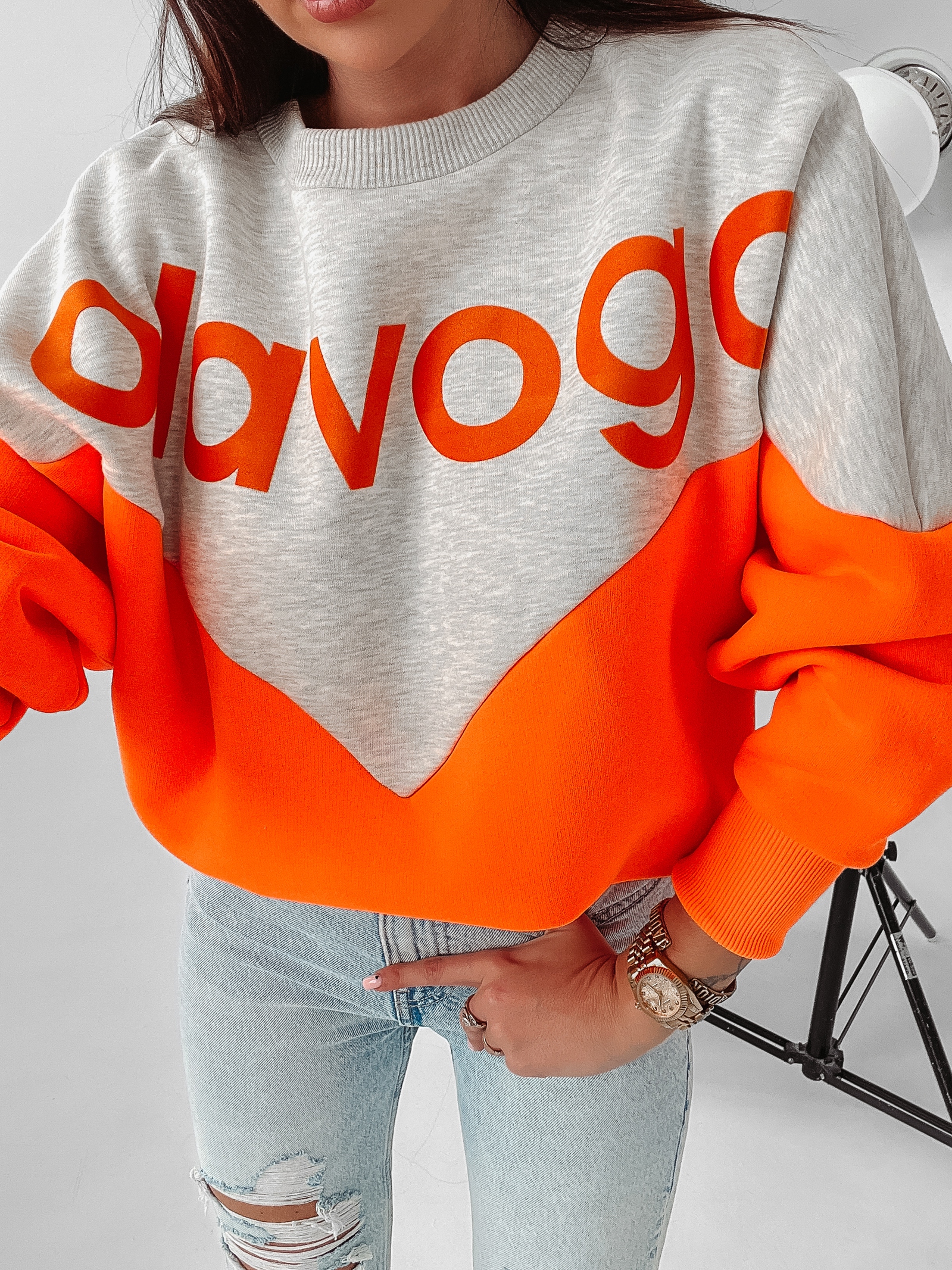 Bluza bawełniana Margo Ola Voga szary-pomarańcz Bluza bawełniana Margo Ola Voga szary-pomarańcz