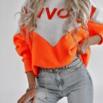 Bluza bawełniana Margo Ola Voga szary-pomarańcz