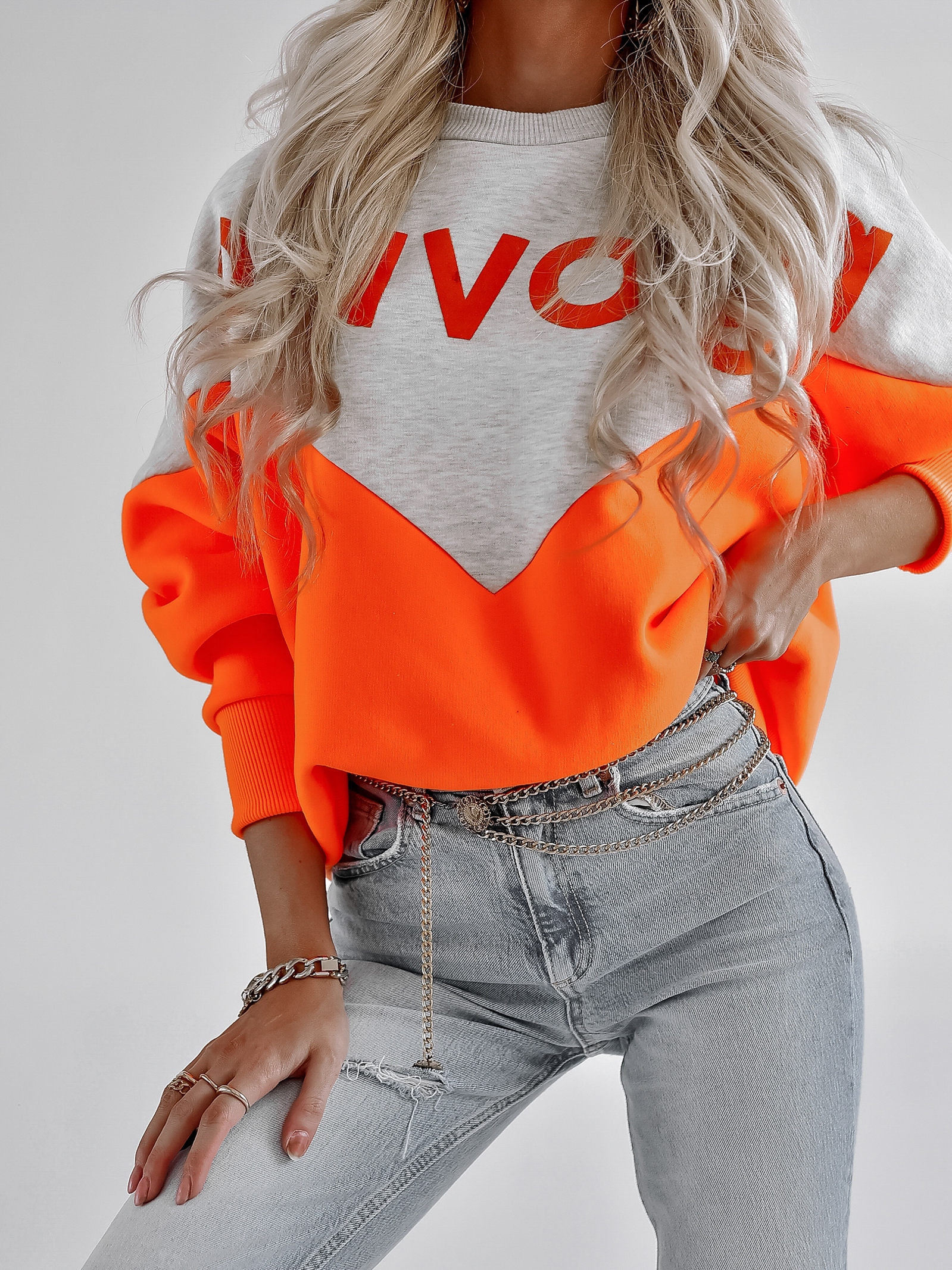 Bluza bawełniana Margo Ola Voga szary-pomarańcz Bluza bawełniana Margo Ola Voga szary-pomarańcz